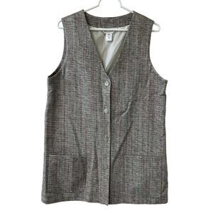 Orvis Womens Size Medium Silk Blend Tweed Button Down Long Vest Old Money